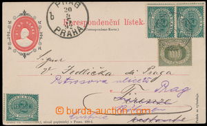 150907 - 1892 postcardwith Sas.1 (2) and 13, numeral issue 2C green a