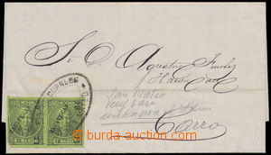 150920 - 1868 dopis vyfr. 2-páskou Mi.50II, Hidalgo 12C zelená, okr