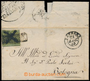150922 - 1855 cholera letter sent from Ferrara to Bologna, with Sas.3