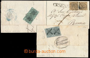 150924 - 1855-1856 comp. of 3 letters with double frankings Sas.1, 2,