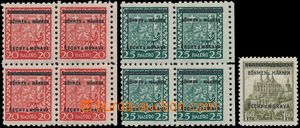 151093 - 1939 Pof.3, 4, 20h červená a 25h zelená, 2x 4-blok s DV n