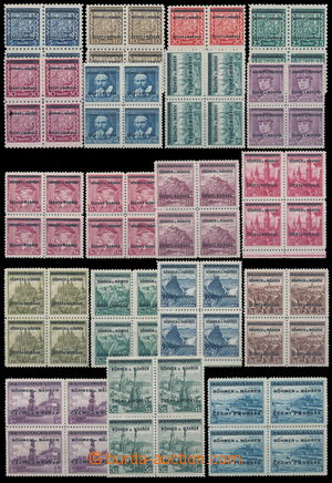 151094 - 1939 Pof.1-19, Overprint issue, complete in blocks of four; 