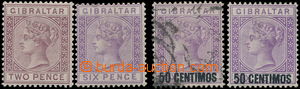 151177 - 1886-89 SG.10, 13, 20 (2x), sestava 4ks známek s Královna 