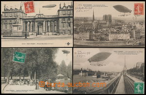 151322 - 1908-9 ZEPPELIN  sestava 4ks pohlednic se vzducholoděmi, v