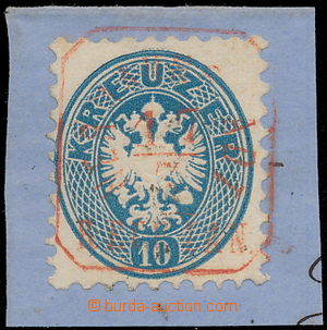 151405 - 1863-4 Mi.33, 10Kr modrá na výstřižku, červené rámeč