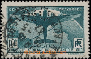 151425 - 1936 Mi.327, Air mail 10Fr dark green, perfin CBO; cat. 110�