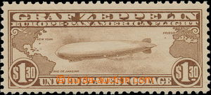151720 - 1930 Sc.C14, Zeppelin $1,30 hnědá; pěkný kus, dvl, kat. 
