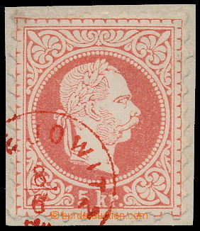 151834 - 1867 Mi.37 II, 5Kr červená, jemný tisk, na malém výstř