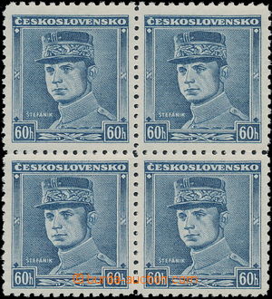 151864 - 1939 Alb.1, Štefánik 60h modrá, bez přetisku, 4-blok; ka