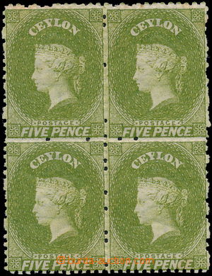 151964 - 1867-1870 SG.66, 5P žluto-olivová, 4-blok; několik skvnek