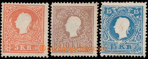 152014 - 1858 Mi.13II, 14II, 15II, Franz Josef 5Kr, 10Kr, 15Kr, II. t