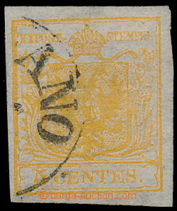 152016 - 1850 Mi.1XI, 5Cts oranžově žlutá, hedvábný papír 0,06