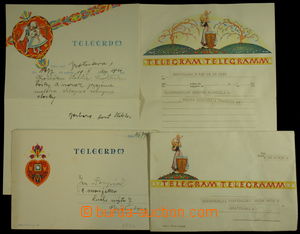 152111 - 1940 sestava 2ks blahopřejných telegramů včetně obálek