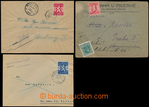 152185 - 1918 sestava 3ks dopisů, z toho 1x vyfr. zn. 10h modrá, Po