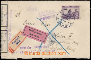 152187 - 1939 VRÁCENÁ ZÁSILKA  R-dopis zaslaný do Vídně, vyfr. 