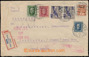 152272 - 1926 R+Let-dopis zaslaný z Děčína do Kostariky zahajovac