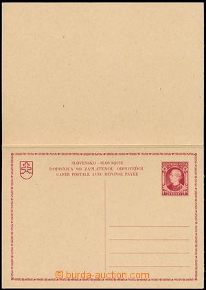152333 - 1939 CDV5X, chybotisk dvojité dopisnice 1,20Sk v červené 