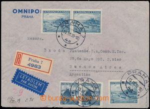 152334 - 1939 commercial Reg and airmail letter to Argentina 1. day P