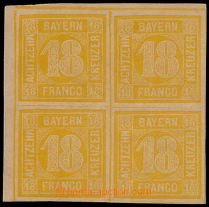 152424 - 1850 Mi.7, Číslice 18Kr žlutooranžová, 4-blok s levým 