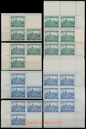 152470 - 1939 Pof.38, 39, Praha 5K zelená + 10K modrá, rohové 4-bl