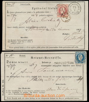 152495 - 1869 2ks zpátečních lístků do Prahy, 1x vyfr. zn. Franz