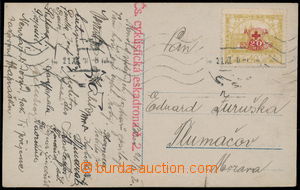152675 - 1920 postcard franked with. Surtax stamp. Red Cross 40+20h, 