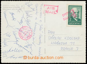 152726 - 1968 FOOTBALL postcard sent from Argentina to Czechoslovakia