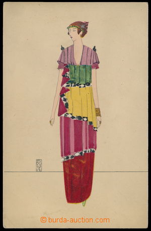 152733 - 1923 Wiener Werkstaette No.863, standing girl in/at long dre