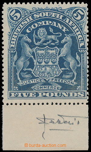 152808 - 1898 SG.92, Coat of arms £5 dark blue with lower margin