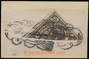 152830 - 1867 Sc.4, Condor 10C brown, bisected on cut square (mounted