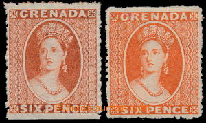 152834 - 1863 SG.7, 9, Chalon Head 6P oranžovočervená a rumělkov