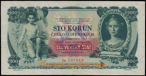 152858 - 1939 Ba.43, 100 Koruna 1939, overprint SLOVAK REP., set Ja 2