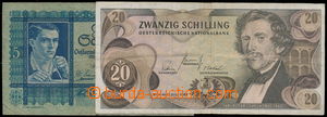 152883 - 1927-67 AUSTRIA 5 šilinků 1927 + 20 šilinků 1967; qualit