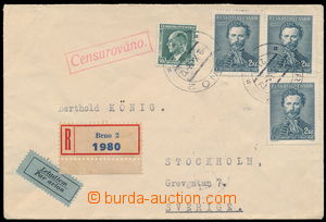 152952 - 1938 R+Let-dopis adresovaný do Švédska, prošlý čs. cen