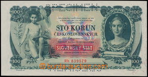 153164 - 1939 Ba.43, 100Ks, Opt SLOVENSKÝ ŠTÁT, 2x SPECIMEN, set R