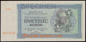 153167 - 1945 Ba.69, 2000K, voucher for 2000K for Slovakia, SPECIMEN,