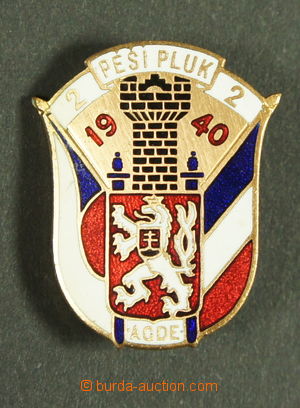 153219 - 1940 Badge of the 2nd Field regiment 1940/AGDE; gilt medal, 