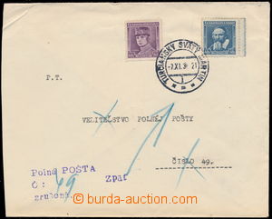 153809 - 1938 letter sent to Velistelství FP 49, with Pof.300, 302, 