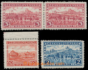 153896 - 1926-28 Pof.225, 230, 236, Prague 3CZK, horizontal pair with