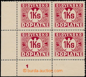 153914 - 1939 Alb.D8Xx, 1Ks, LL corner blk-of-4 with plate mark 1, va