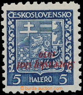 153927 - 1939 Alb.2 ZPP, Coat of arms 5h, inverted overprint, exp. by
