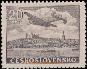154008 - 1946 Pof.L22N, unissued Air Motifs 20Kčs brown; c.v.. 3.500