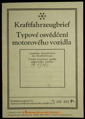 154208 - 1942 BOHEMIA-MORAVIA  Typové certificate motorového Vehicl