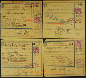 154239 - 1938-39 sestava 4ks poštovních poukázek bez levého útr