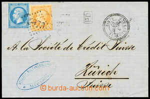 154336 - 1867 ALEXANDRIA  skládaný dopis adresovaný bance ve Švý
