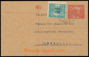 154348 - 1920 PC CDV14 to Hrušova, uprated with stamp Pof.SO3, worse