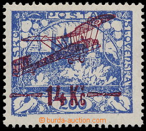 154374 -  Pof.L1B, I. provisional air mail stmp. 15Kč/200h blue, com