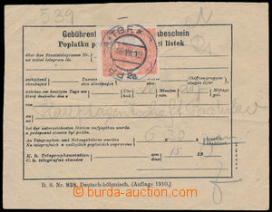 154392 - 1919 certificate of mailing with Hradčany 15h, Pof.7, CDS P