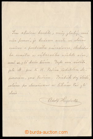 154412 - 1886 HEYDUK Adolf (1835–1923), Czech poet, handwritten let