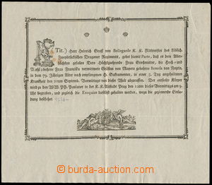 154476 - 1776 POZDNÍ BAROKO/ MOURNING CARD  obituary notice about/by